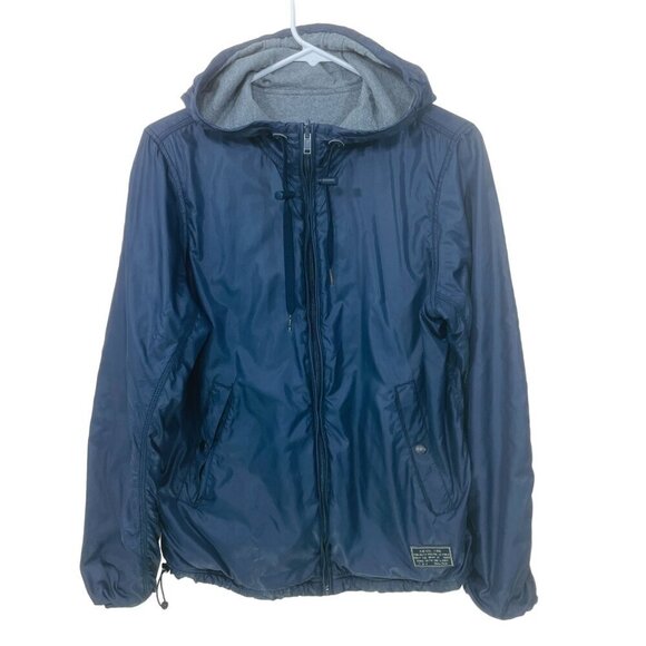 DIESEL Women's Size S Reversible Hooded Jacket Soft Navy Nylon/ Gray Cotton‎ - Picture 1 of 10